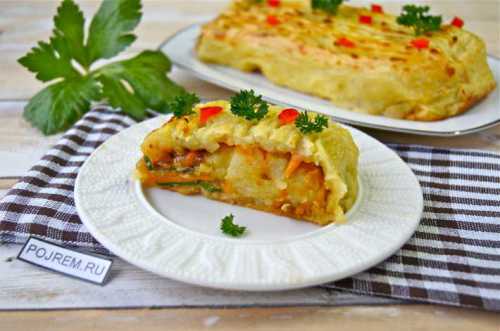 roll from a lavash in an oven